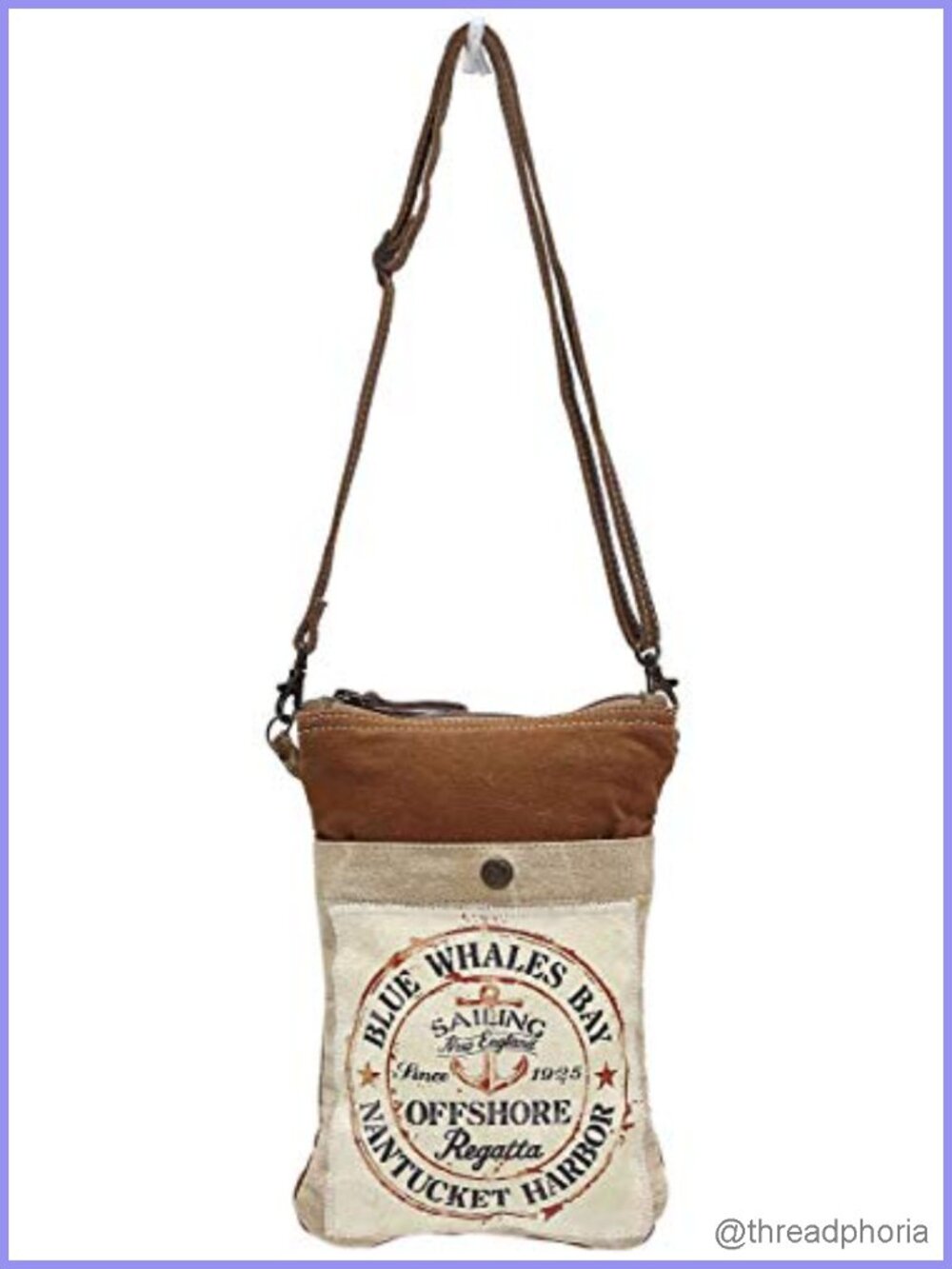 Myra Bag Canvas Crossbody Purse with Genuine Leather Strap Western